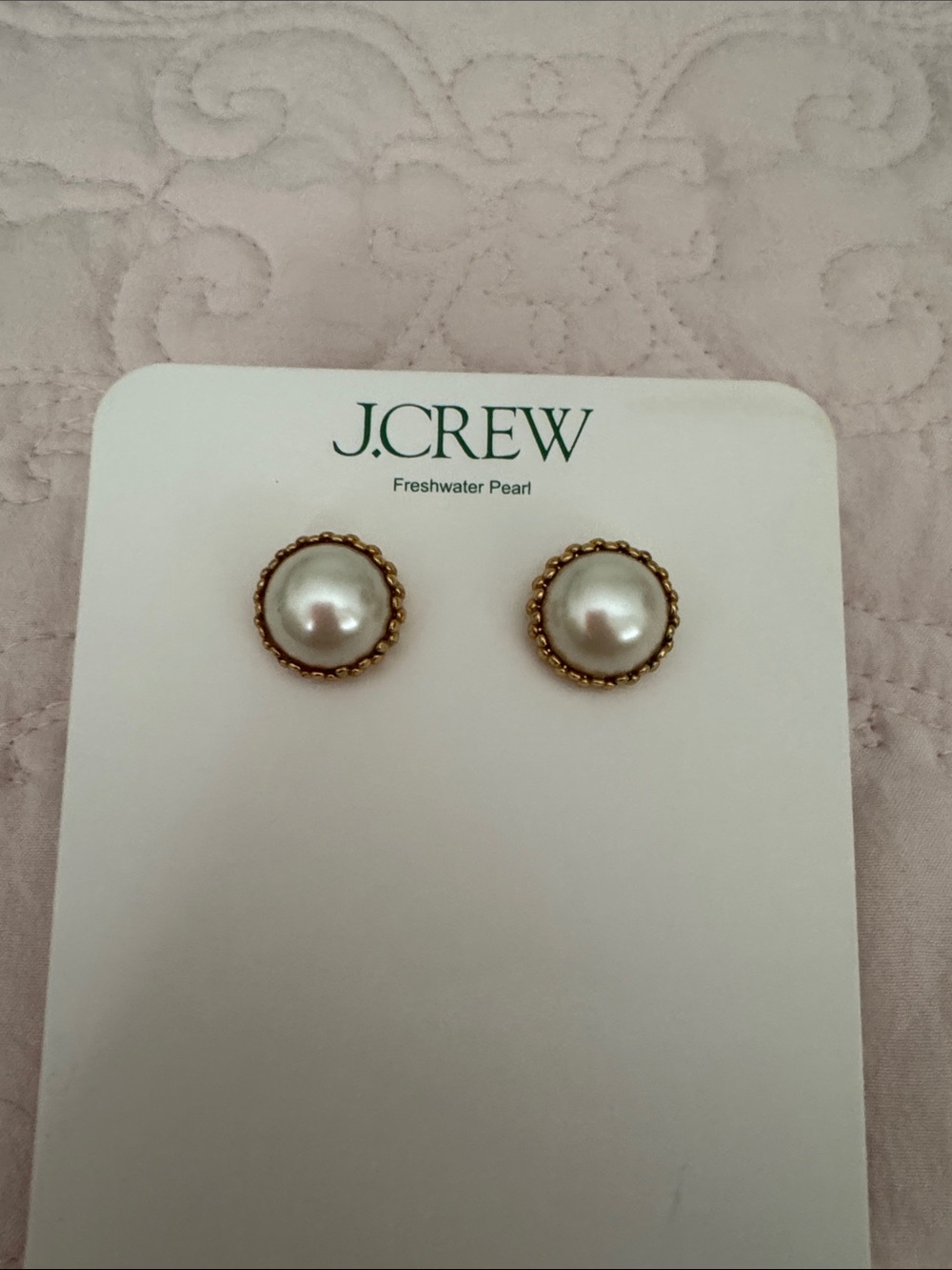 J.Crew Gold-Trim Freshwater Pearl Stud Earrings